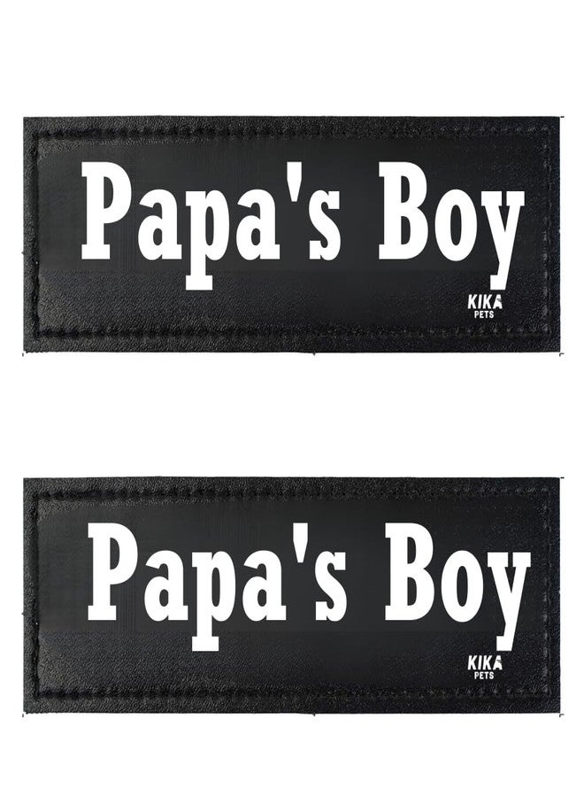 KIKA Pets Name Tag Papa's BOY for Dog Harness and Pet Carrier Bags with Velcro Backing, Pack of 2 pcs - Image 1